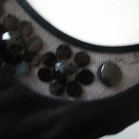 Rebecca Taylor Size 2 Beaded Black Mini Dress Zipper In Back U Shape Ne… - Picture 3 of 7